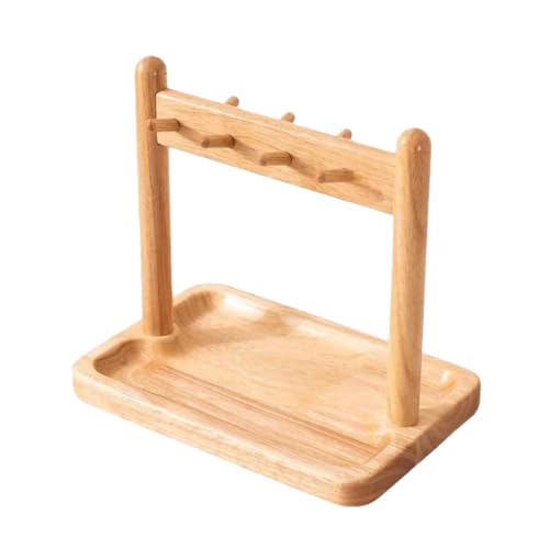 HLPLLXY 木製 鍵置き キースタンド 玄関用 玄関収納 キーフック 二層角板 アクセサリートレー ネックレス・鍵 卓上収納 家庭・オフィス向け おしゃれ インテリア 小物整理 省スペース (木目調-長方形プレート)