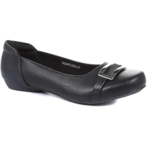 Pavers Ladies Black Slip-On Pumps with Comfort Cover