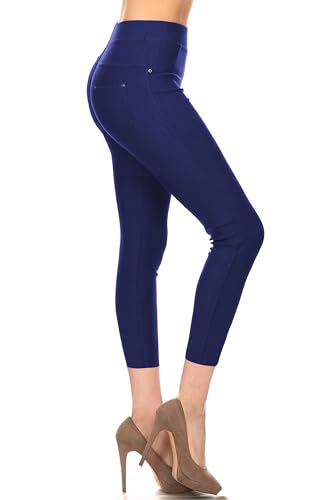 Image of Leggings Depot Women's Cotton Blend Stretch Pull-on Jeggings Casual Pants with Pockets (Available in Plus Size)
