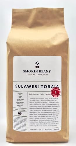 Smokin Beans Sulawesi Toraja, Unroasted Green Arabica Coffee, 5-Lb, 1ct