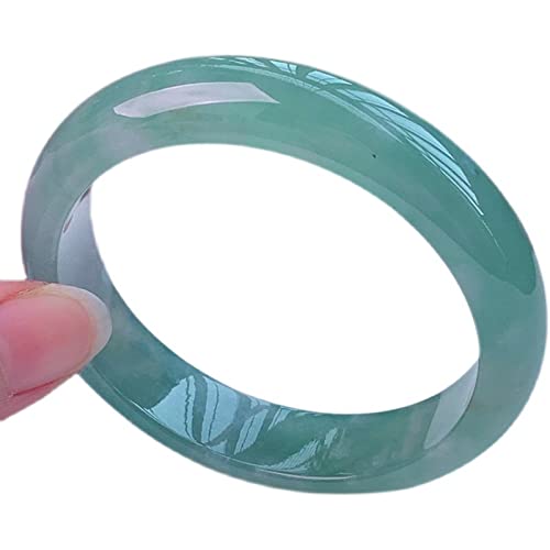 Bracelet en jade naturel pour femme jonc rond YZCIS bijou vert fleur 56-64 mm