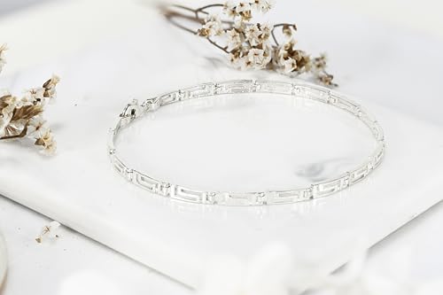 AeraVida Stunning Greek Key Motif in .925 Sterling Silver Bracelet | Greek Key Bracelet | Greek Jewelry For Women2