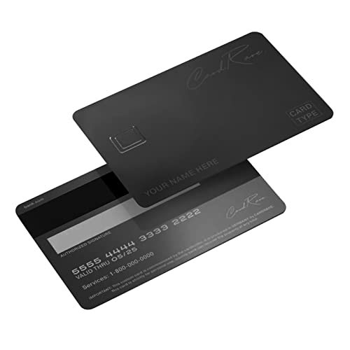 YUMILI 2 Stück Messing-Metall-Kreditkarte – 8,9 x 5,1 cm Visitenkarten blanko DIY 4442 Chip-Slot mit HiCo 3-Spur-Magnetstreifen, zum Gravieren von persönlichen Geschenken(Messing Mattschwarz)