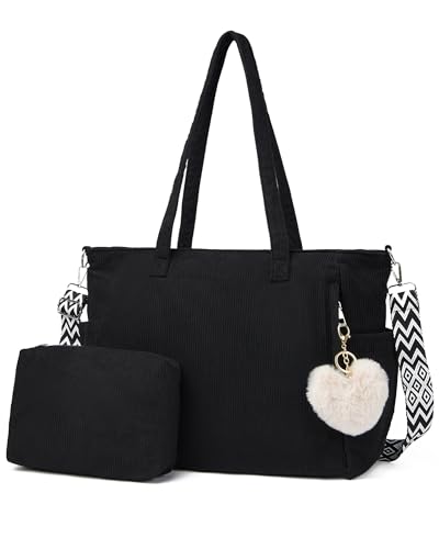 Makukke Borsa a Tracolla da Donna in Velluto a Coste, Grande Shopper Tote Bag Borsa a Tracolla...