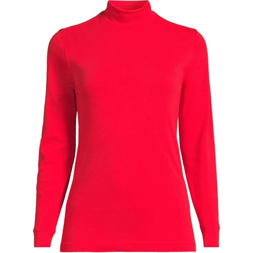 Image of Lands' End Women's Relaxed Cotton Long Sleeve Mock Turtleneck Shirt