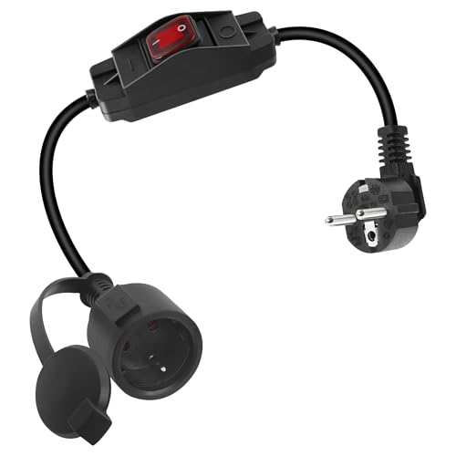 16A 250V Shucko Cavo di Prolunga a 90 Gradi con Interruttore Esterno Spina di Sicurezza a 2 Pin su Presa Esterna o Interna 0.6m