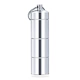 VTAR Pill Box, 3 Compartments Aluminum Alloy Waterproof Daily Pill Organizer for Outdoor Travel, Keychain Pill Holder