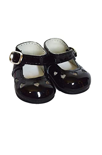 Black Heart Mary Janes Fits 18 Inch Kennedy and Friends Girl Dolls- 18 Inch Doll Shoes