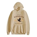AnatuM Anime Hoodies Haikyuu Sweatshirts Printed Casual Pullover(M, Khaki)