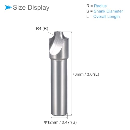 Image of HSS-AL Corner Rounding End Mill Cutter, 2 Flutes 4mm Radius, Milling Cutter for Alloy Hardened Steels - (Applications: for Plastics Milling)