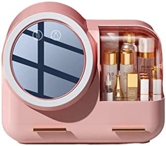 Multi-function Organizer For Dresser Makeup Mirror With LED Light Cosmetic Storage Box With Fan Exquisite Practical Gift