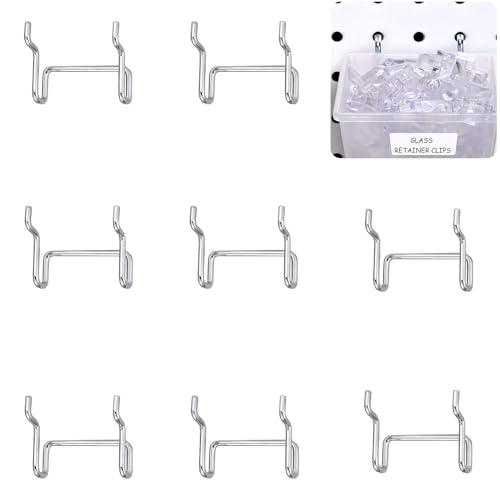 8 PCS Pegboard Bins PegBoard Hooks, Peg Hooks Organizer Accessory Metal U-Hook for Slatwall, Pegboard Bins Hooks for Hanging Tools, Garage Workshop Workbench Pegboard Wall Organization, 2 x 1.7 Inch
