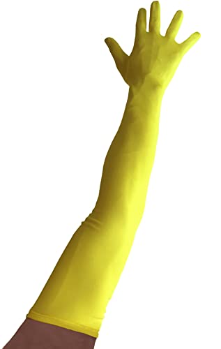 Seeksmile Classic Adult Size 22 Length Spandex Gloves Above Elbow Cosplay Costume Glove (Free Size Yellow)