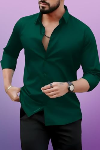 Image of Men's Casual Cotton Blend Shirt | Regular Fit | Full Sleeve | Solid Design