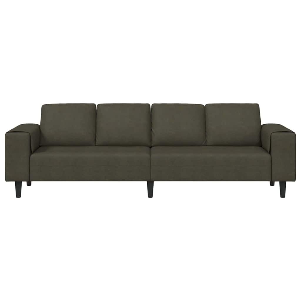 Canapé de Salon 4 Places, Grand Canapé Droit Moderne en Polyester avec Coussins de Mousse Confortables et Base en Contreplaqué, Sofa Design pour Séjour, 250 x 77 x 76 cm, Vert Armée