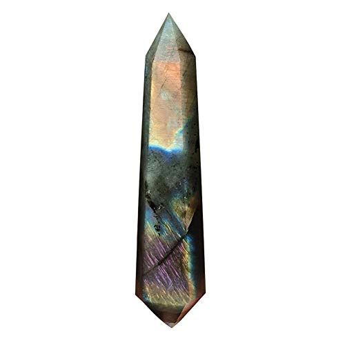 Homankit Labradorite Healing Crystals and Stones, 6 Faceted Reiki Chakra Crystal Wand Meditation Decor