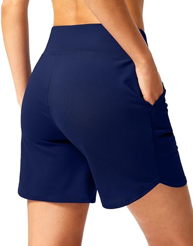 Image of G Gradual Women's Athletic Shorts 6 inch High Waisted Stretchy Bermuda Shorts for Women Quick Dry Summer Casual Shorts