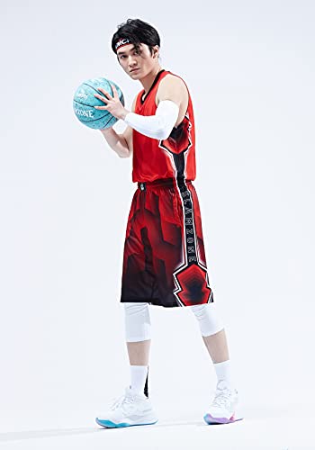Men’s Basketball Uniform Team Shirt and Shorts Set Game Jersey Athletic Sportswear Sports Suit Red XL