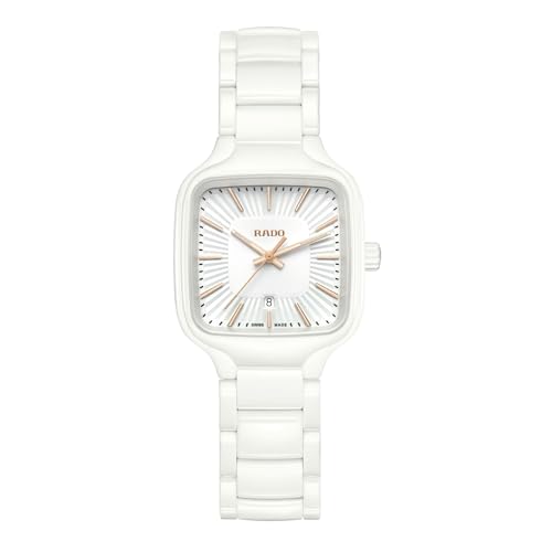 Rado True Square Ladies, White Dial with Gold Index and Date Display and Swiss Automatic Movement