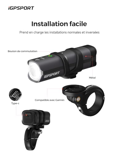 iGPSPORT VS500 Lumiere500 Lumen Bicicleta Delantera y Trasera 3000mAh Lámpara Bicicleta Recargable USB C Iluminación Bicicleta LED Potentes Faro Accesorio para Bicicleta MTB Carrera Ciclismo - imagen 5