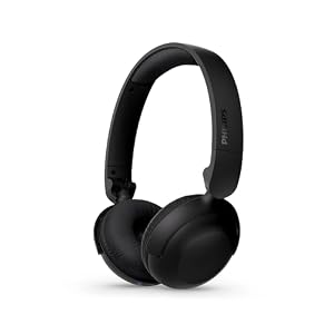 Philips TAH4209BK On-Ear-Kopfhörer, leicht, Bluetooth, Passive Geräuschisolierung, 55 Stunden Wiedergabe, natürlicher Klang, klare Anrufe, dynamischer Bass, 2 Stunden USB-C-Ladung, 2024, Schwarz