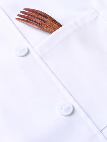 KITCHIEF Chef Coat Stretch Lightweight Chef Jacket Soft Black Chef Coat Men Half Sleeve Chef Uniform for Kitchen,Restaurant,White