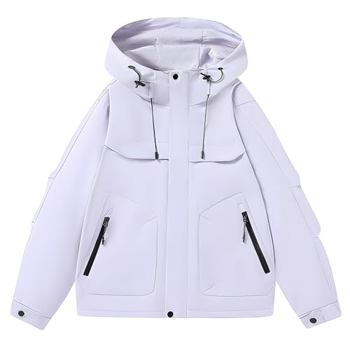 Chaqueta de mujer con cremallera ajustable y capucha impermeable cortavientos 3