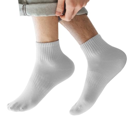 Mens Sport Athletic Basic Solid Color Cotton Ankle Socks Moisture Wicking Breathable Short Tube Socks for Hiking Work