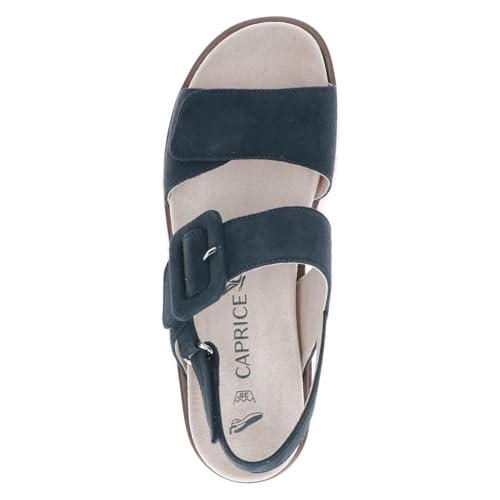 CAPRICE Women Sandals flat Leather Platform, Blue (Ocean Suede), 5 UK