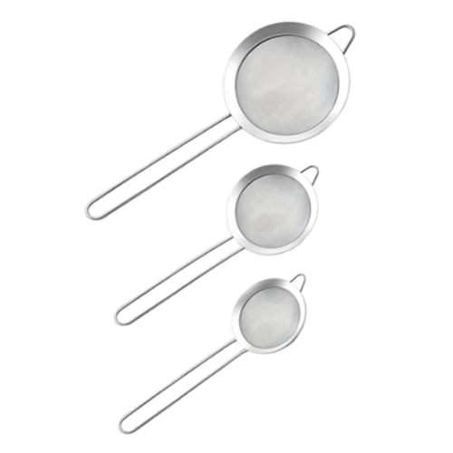 Lnfxkvva 3 filtros de acero inoxidable de malla fina para hornear, tamizar harina, tamizar harina, jugos, soja, hornear, herramienta de cocina