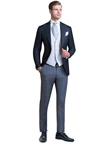 Ensemble veste revers peak gilet et pantalon smoking homme coupe classique