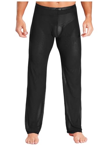 iiniim Mens Mesh See Through Pajama Pants Nightwear Sleep Bottoms Underwear Sleepwear