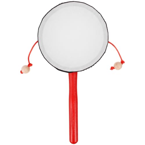 JUMPLAWN 伝統的な手持ちガラガラドラム 赤ちゃん用歯固めおもちゃ 軽量 素材 幼児リズム遊び向け打楽器 音感と協調性促進