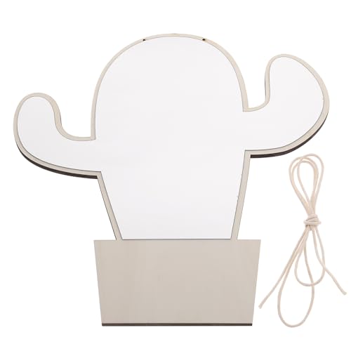 TOYANDONA Espejo Forma de Cactus de Madera Segura Tamaño Pequeño Color Caqui Adecuado para Decoración Infantil y Habitación de Ñiño