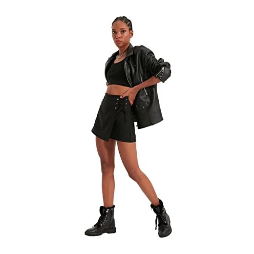 TRENDYOL Schwarze Kupplungsdetails Shorts & Bermuda décontracté, Noir, 36 Femme