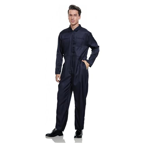 Halloween Männer Blau Jumpsuit Kostüm Erwachsener Mechaniker Overalls