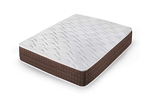 Cama express Colchón Viscoelástico Stylus | Zonas diferenciadas | Alta Gama | Máximo Confort| Independencia de lechos, Blanco y Marrón, Medidas: 90 x 190 x 30 cm