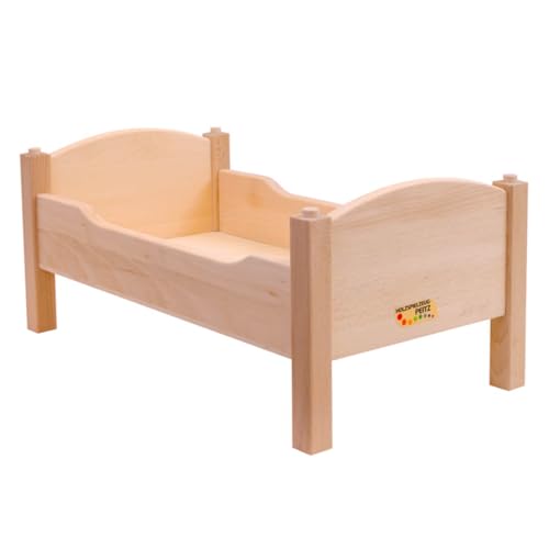 Holzspielzeug Peitz Puppenbett aus Holz | Puppenbett für Puppen bis 50 cm...