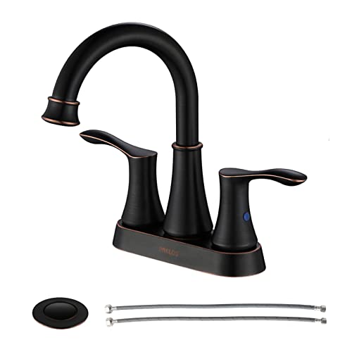 PARLOS Swivel Spout 2-Handle Lavatory Faucet Bathroom Sink Faucet with Metal Pop-up Drain and Faucet Supply Lines, Oil Rubbed Bronze, 1.2 GPM PARLOS Swivel Spout 2-Handle Lavatory Faucet Bathroom Sink Faucet with Metal Pop-up Drain and Faucet Supply Lines, Oil Rubbed Bronze, 1.2 GPM