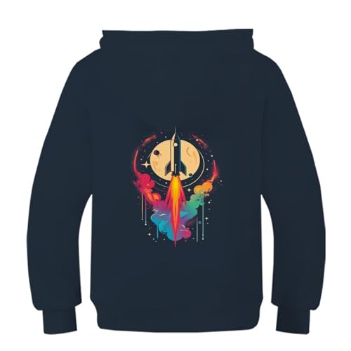 Sweat garçon imprimé 3D avec cordon pull à capuche enfant 8-10 ans fusées - 2