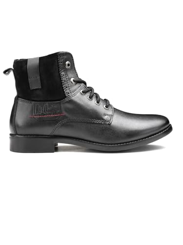 Image of Lee Cooper LC2026B1R Men's Leather High Ankle Boots | Stylish Lace-Up Design | Cushioned Insole for Comfort | Durable & Trendy for Everyday Wear
