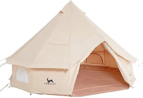 MC Canvas Tent Bell Tent Yurt with Stove Jack Zipped Removable Floor for Glamping Truck Car Camping