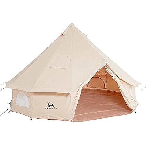 TOMOUNT 3 m Glockenzelt für 4-5 Personen, großes Zimmer, Familien-Polyester-Baumwoll-Jurtezelt mit Reißverschluss in der Bodenplane und Cover
