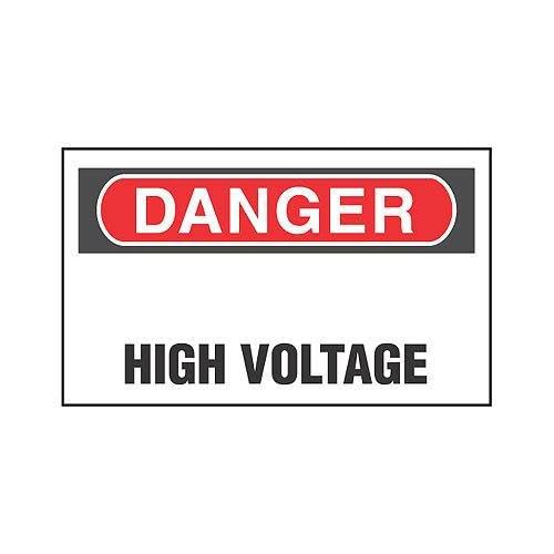 Panduit PLD-43 Electrical Label in Dispenser, 1.5 by 1.0-Inch, 'Danger High Voltage', Polyester Adhesive, Red and Black/White (200-Pack)