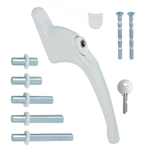FixRello PVC Window Handles for uPVC Windows - Handle for uPVC Windows and Double Glazing (1 White w/White Button)