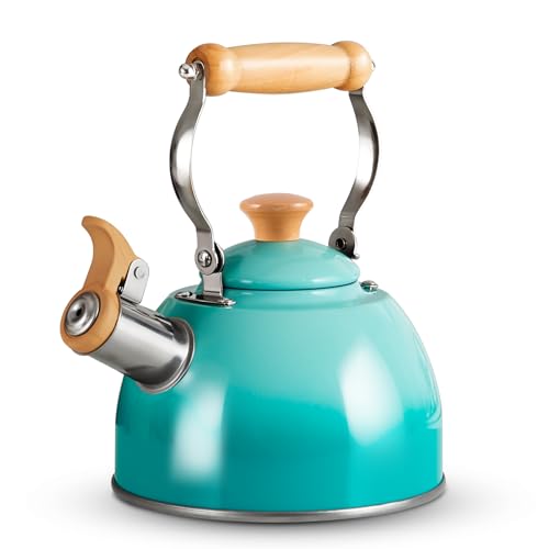Comparison: Best Tea Pot For Green Tea 8 ROCKURWOK Tea Kettle, Tea Pot with Cool Touch Ergonomic Handle, Teapot Food Grade Stainless Steel, Tea Kettle Stovetop, Kettle Teapot, Whistling Tea Kettle, Small Tea Pot, 1.6 Quart (Green)