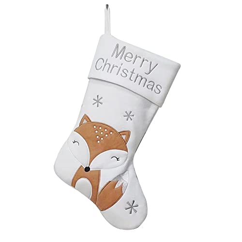 NEWYIFENG Newborn Baby's First Christmas Stocking with Cute Lovely Fox Xmas Stocking Gift Bag for Holiday Decoration for Party
