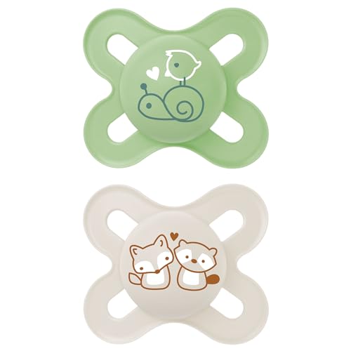 MAM Original Start Matte Baby Pacifiers, Binky for 0-3 Months, BPA-Free Silicone Nipple, Easy to Clean, Best for Newborn Babies, Developed with Medical Experts, 2 Count Binkies with Sterilizer Case