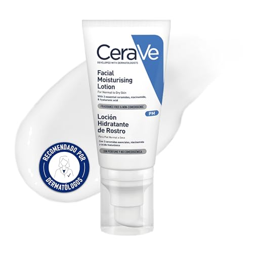 CeraVe, Loción Hidratante de Rostro PM, Para Piel Normal a Seca, ...