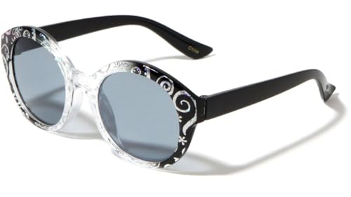 Dweebzilla Kids Youth Girls Glitter Sparkles Round Ombre Sunglasses (Crystal Black & Black Frame - Solid Black Lenses)